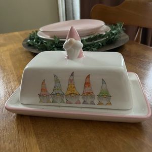 Gnome ceramic butter dish